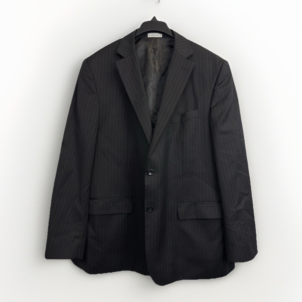 Geoffrey Beene Mens Size 46R Wool Suit Jacket Blazer Black Striped